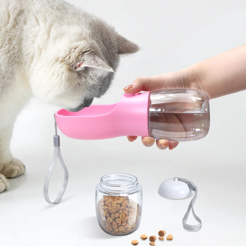 Bouteille d'eau Portable 2 en 1 de 300ml, matériau de qualité alimentaire pour chien et chat, tasse d'eau de voyage pour animaux de compagnie avec distributeur de nourriture