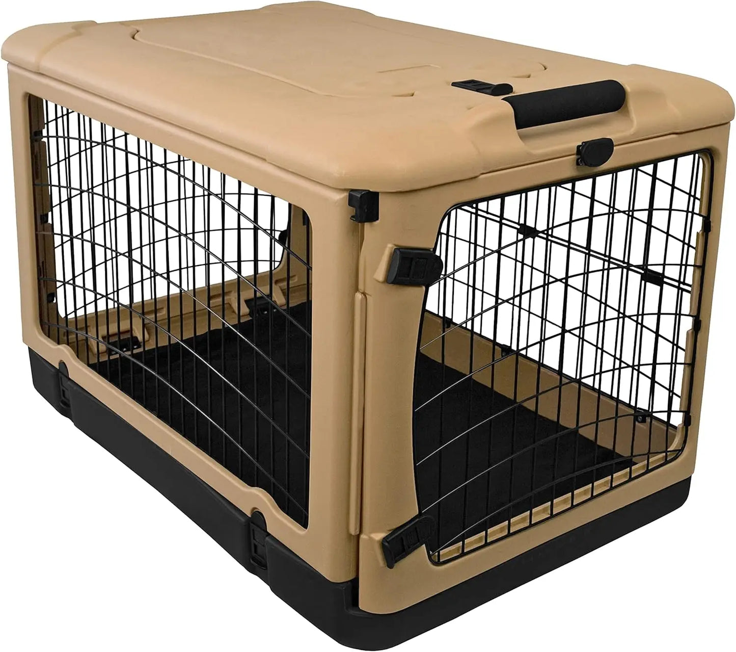 Pet Gear Caisse en acier à 4 portes « The Other Door » pour chiens/chats avec porte de style garage, comprend un lit en peluche + un sac de voyage, sans outils