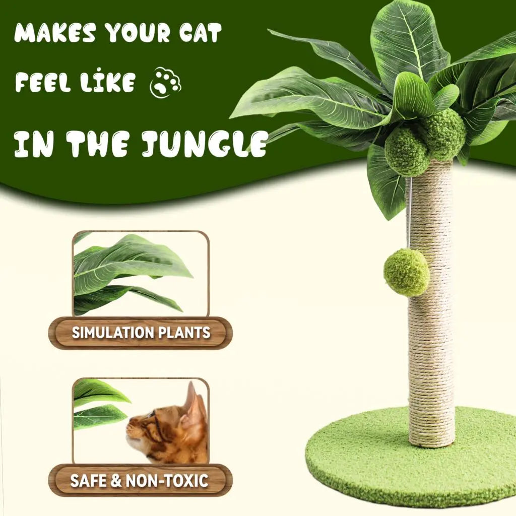 Poste rascador para gatos, postes rascadores para gatos con hojas verdes bonitas con cuerda de Sisal, postes para gatos de interior, árbol para gatos, productos para mascotas, juguete