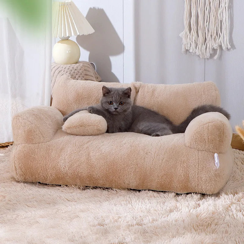 Cama de lujo para gatos, sofá cálido supersuave para perros pequeños, gatos, desmontable, lavable, antideslizante, cama para dormir para gatitos y cachorros, suministros para mascotas