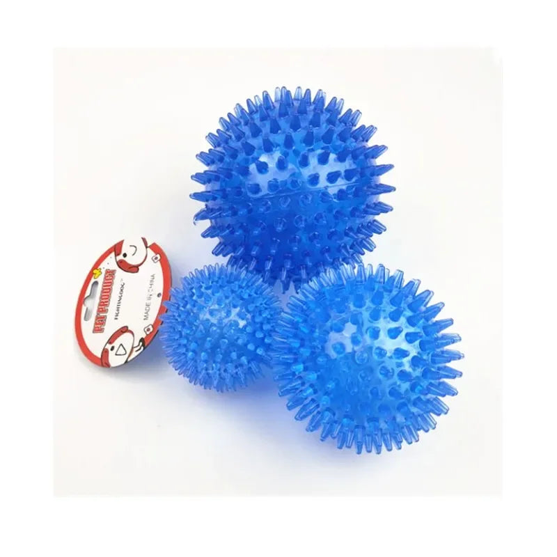 Juguetes para perros y gatos, juguete con sonido para cachorros, Bola de Limpieza de dientes chirriante, entrenamiento de TPR, juguete para masticar dientes de mascotas, bolas de espinas