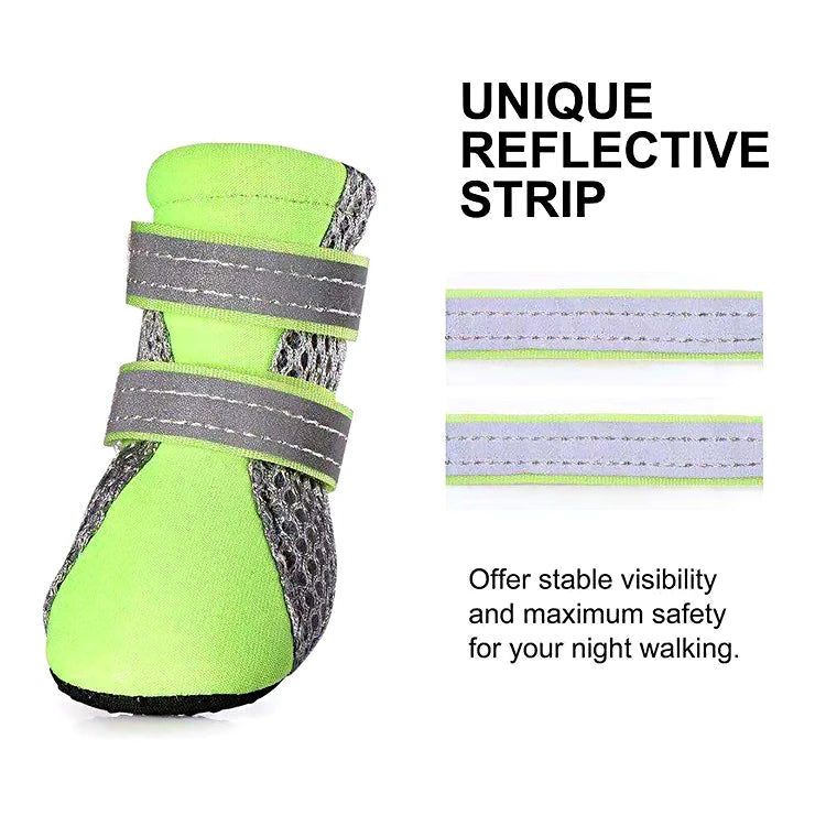 Zapatos transpirables para perros, impermeables, para caminar al aire libre, zapatos suaves de verano para mascotas, botas reflectantes de seguridad nocturna para perros pequeños y medianos