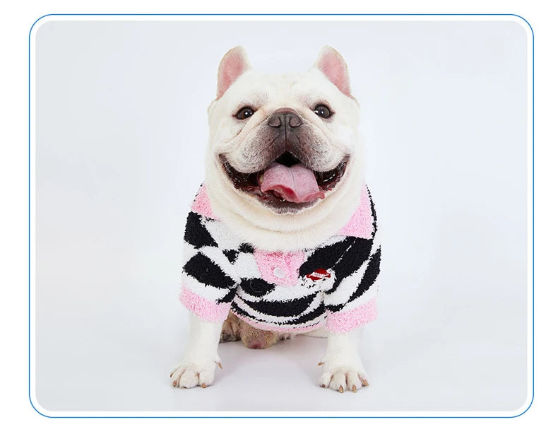 Winter Fleece Dog Sweaters Cat Warm Thicken Fashion Clothing Black and White Rhombus Print Pet Clothes Puppy Dogs Pullover Style