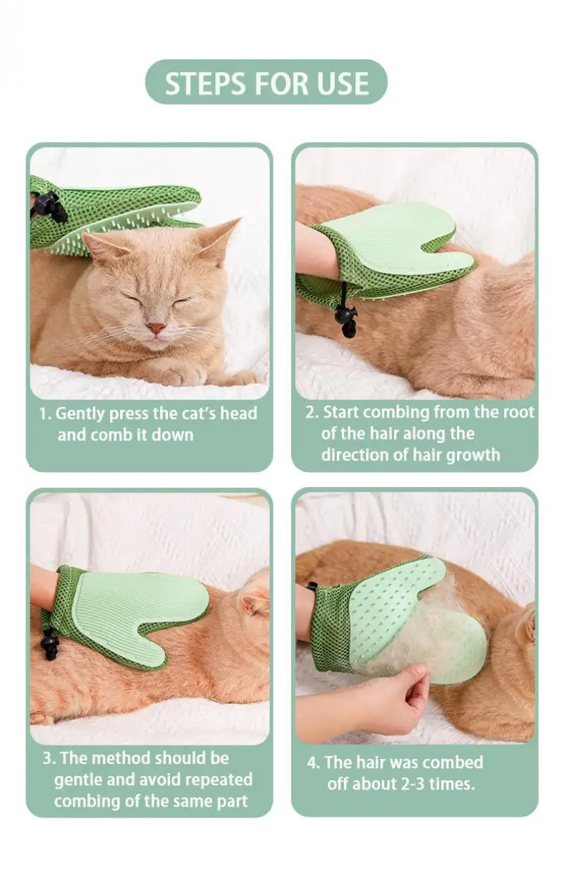 Guante de aseo para Gato para Gats, guante de lana, cepillo para quitar el pelo, peine, guante para limpieza de perros, guante de masaje, accesorios para mascotas