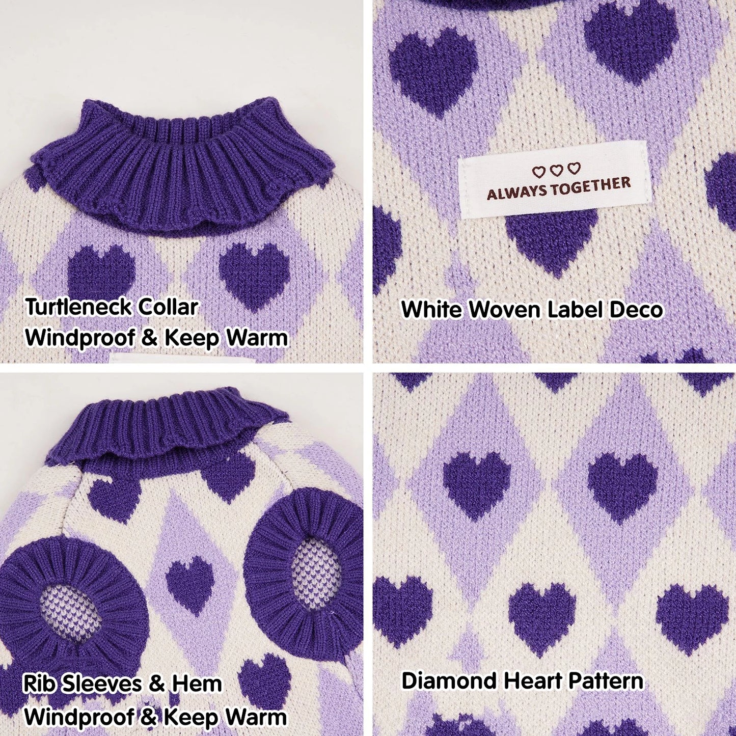 Sweater for Dog Winter Warm Small Dog Clothes Cute Diamond Heart Pattern Knitted Puppy Sweaters Turtleneck Chihuahua Yorkie Coat Fashion Style