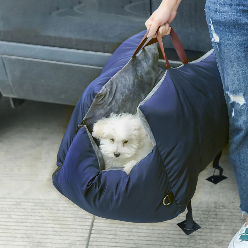 Asiento de coche para perros con Control Central, transportadores antideslizantes para perros, caja de reposabrazos para coche, elevador de cojín para perros con cinturones de seguridad, bolsa portamascotas