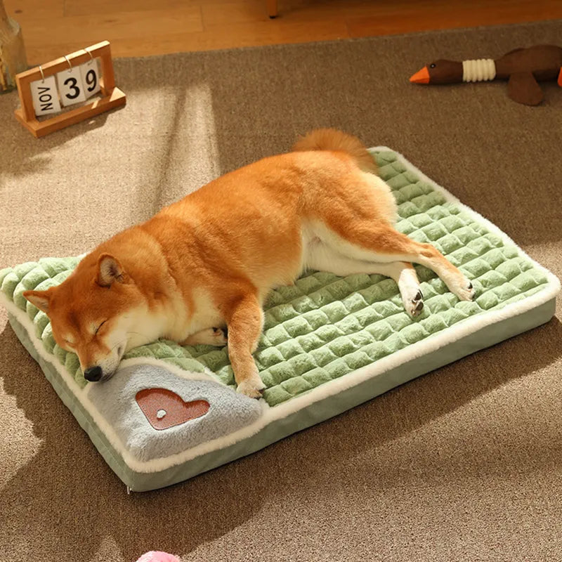 Tapis chaud d'hiver pour chien, canapé de luxe pour petits et moyens chiens, lit à carreaux pour chats, chiens, peluches, lits amovibles et lavables pour animaux de compagnie