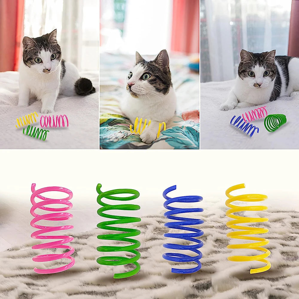 Cat Spring Toy Cat Kittens Toys Plastic Coil Spiral Springs for Swatting Biting Hunting and Active Healthy Play Pet Products