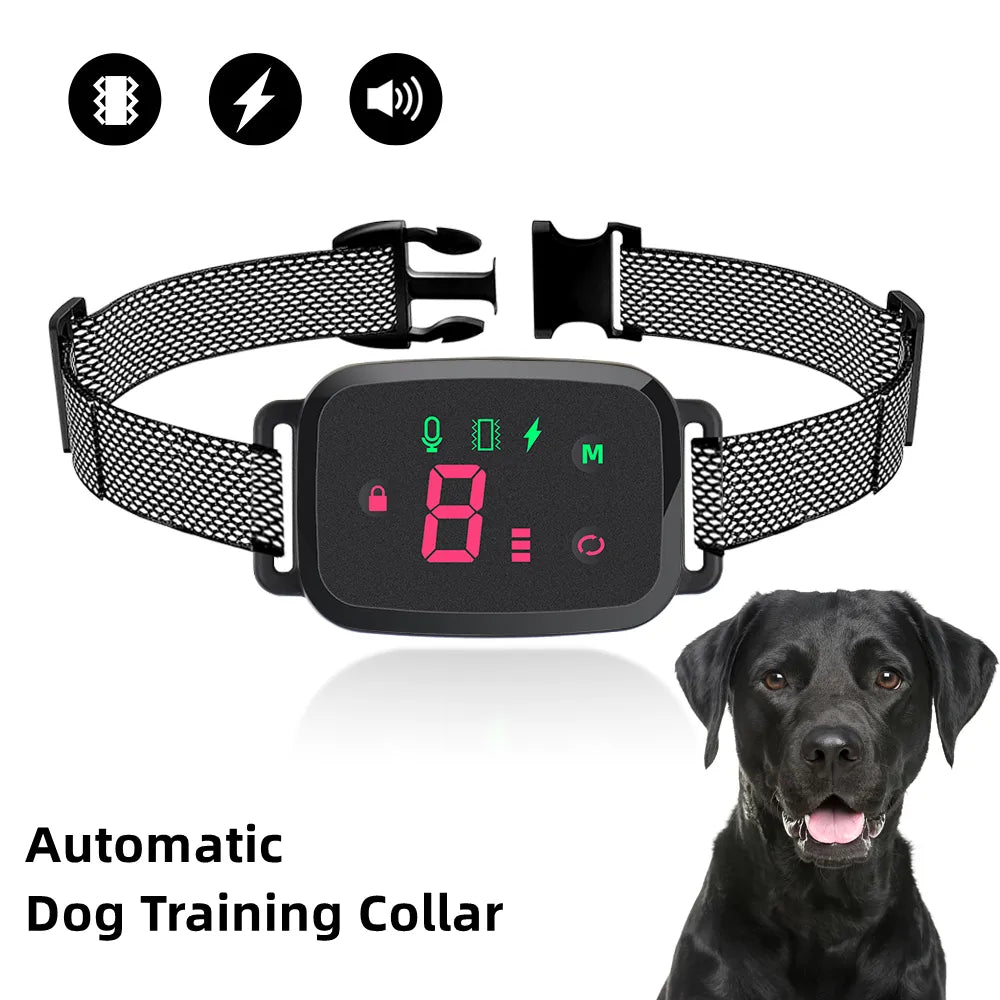 Collar de perro antiladridos automático inteligente, pantalla Digital HD, Collar impermeable IP67 para perro, tapón de corteza recargable, deja de ladrar