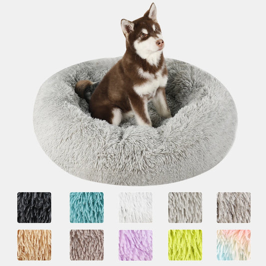 Cama para perros Donut, cesta redonda grande, camas de felpa para perros, accesorios medianos, perrera esponjosa, cachorros pequeños, productos lavables para mascotas y gatos