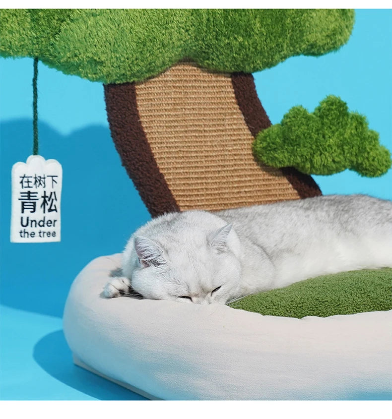 Nido para gatos, sofás cama multifuncionales para mascotas con almohadillas para rascar, trinquete de molienda para gatos, casa para dormir con juguetes interactivos de menta para gatos