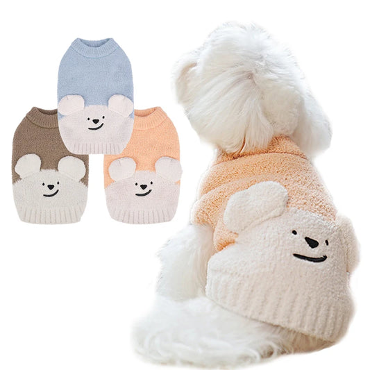 Suéteres cálidos para perros, suéteres suaves y cómodos de lana para mascotas para perros pequeños, lindo abrigo de punto para cachorros de oso para chihuahua, bichón maltés, estilo de moda