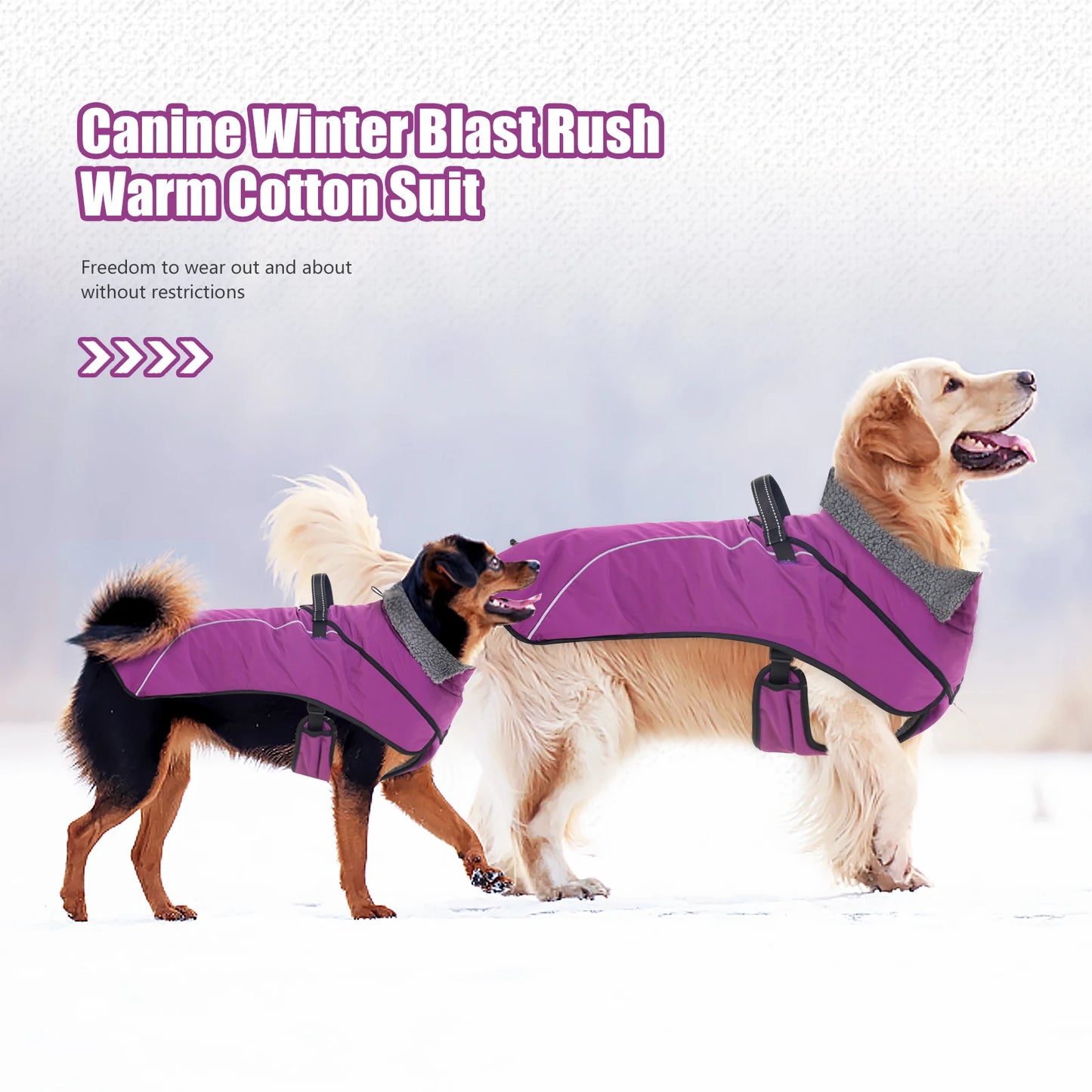 Veste d'hiver pour chien de taille moyenne et grande, manteau imperméable et chaud pour chien, épais, réglable, sécurité, neige, veste d'extérieur pour animaux de compagnie, randonnée