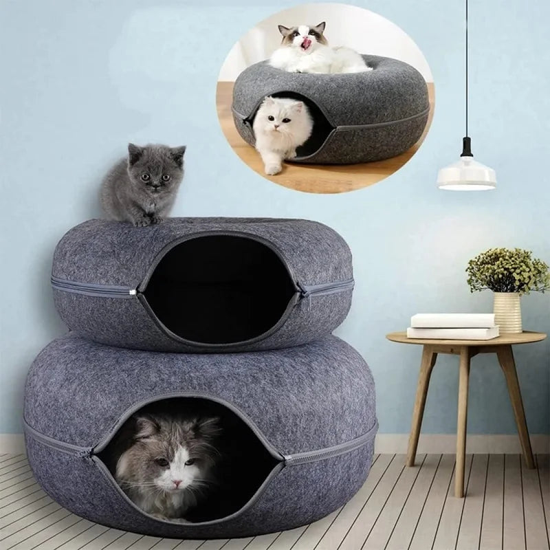 Lit pour chat, Donut, Tunnel pour animal de compagnie, jeu interactif, jouet, lit pour chat, jouets d'intérieur, maison pour chaton, jouet d'entraînement, équipement de sport