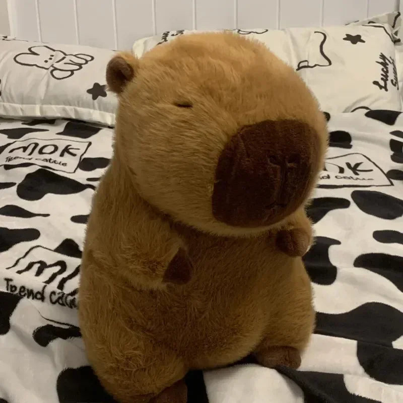 Capybara peluche avec sac à dos tortue Simulation Capibara Anime poupée moelleuse mignon animaux en peluche poupée cadeau de noël jouets pour enfants