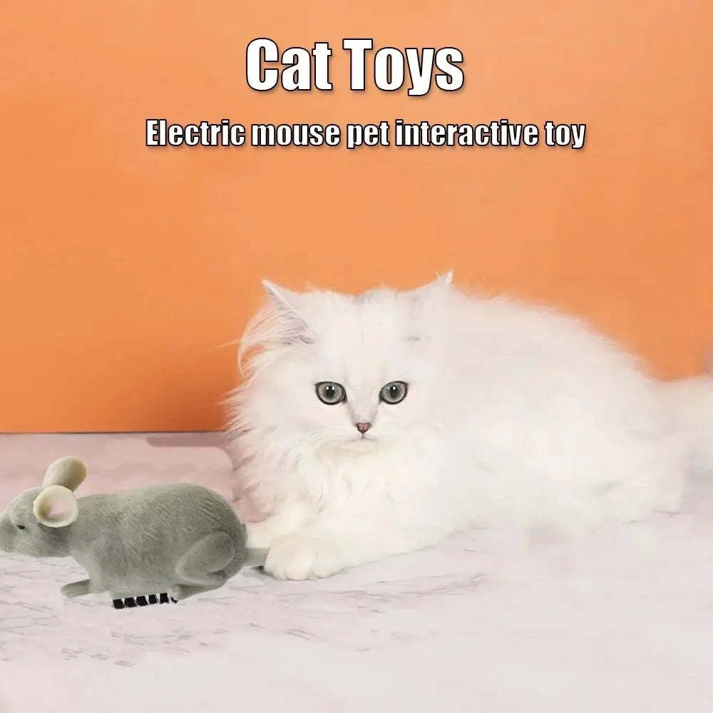 Ratón eléctrico de juguete para gatos, Robot de Escape automático con vibración para gatear, ratón de peluche operado por batería, juguete de interacción para mascotas