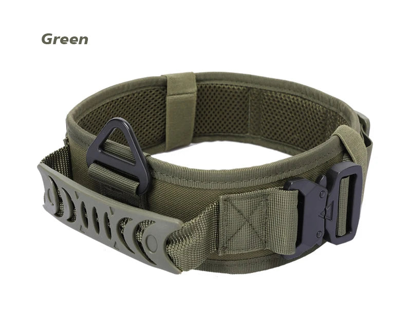 Collar táctico militar para perro grande con asa, nailon reflectante K9, hebilla de Metal ancha, collares de entrenamiento para perros grandes, accesorios para mascotas