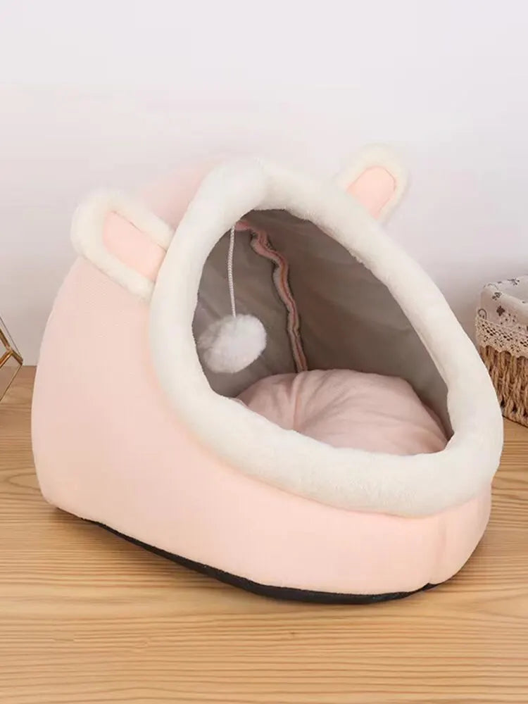 Cat Bed Washable Cave Mat for Small Plush Dogs with Removable Bed for Cat and House Suitable for All Seasons Animal Nests