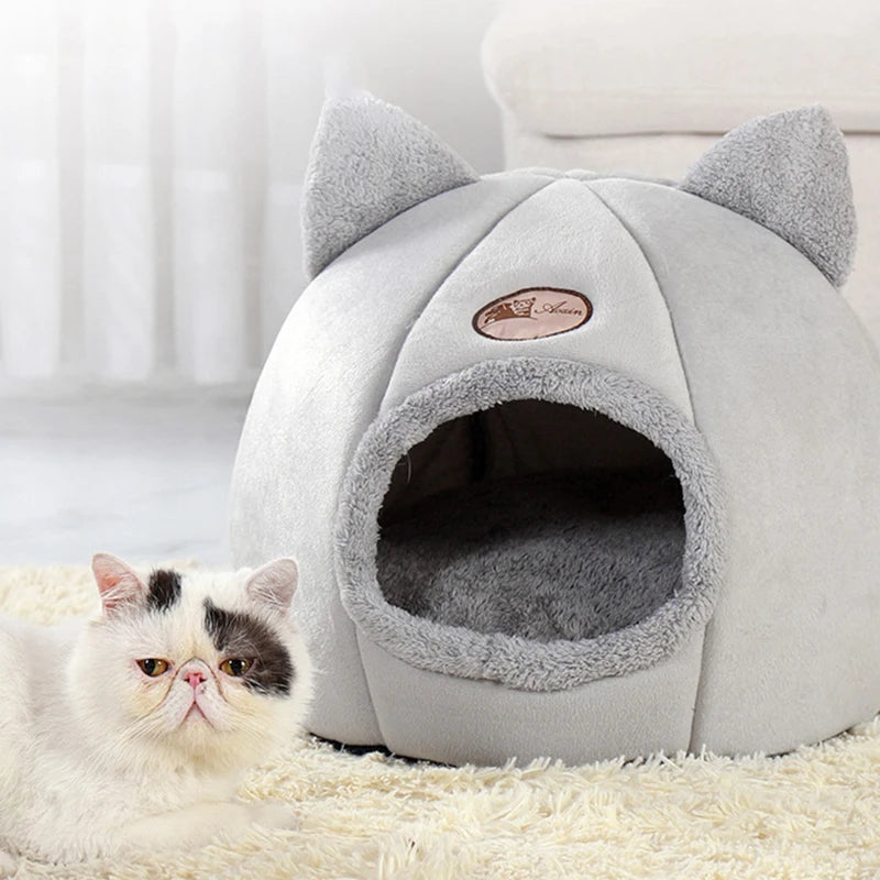 40x40cm Soft Plush Round Cat House Pet Mattress Warm Comfortable Cushion Cat Dog  Sleeping Tent For Small Dogs Pets Supplies