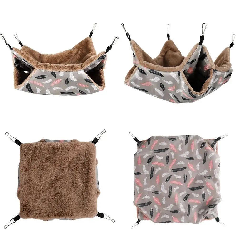 Hamac chaud en peluche pour Hamster, petit Animal, Double couche, sac de couchage épais, nid pour animaux de compagnie, Rat, écureuil, Cage suspendue, maison