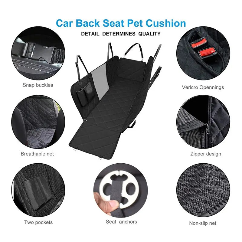 Cojín para asiento de mascota para coche con doble cremallera de 143x153CM, impermeable, resistente a la suciedad, adecuado para múltiples modelos, cojín para asientos traseros de coches de Color sólido