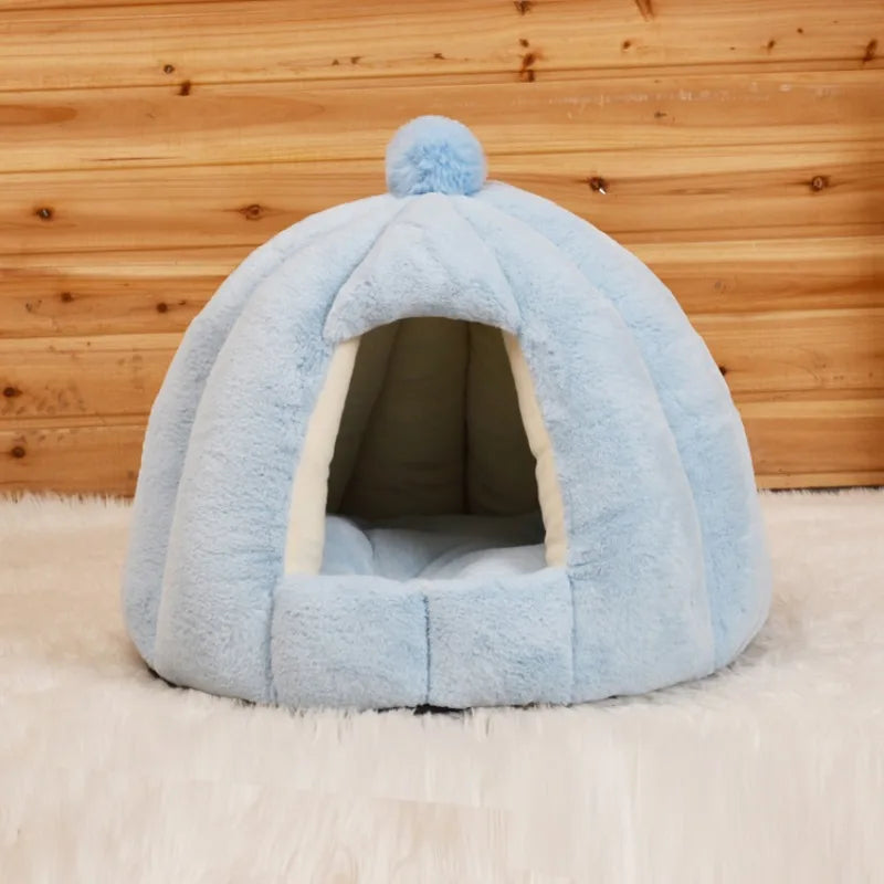 Lit chaud et confortable pour chat, lit d'hiver pour chats, maison pour chien, canapé pour animaux de compagnie, petit tapis confortable, grotte profonde, nid d'intérieur pour animaux de compagnie