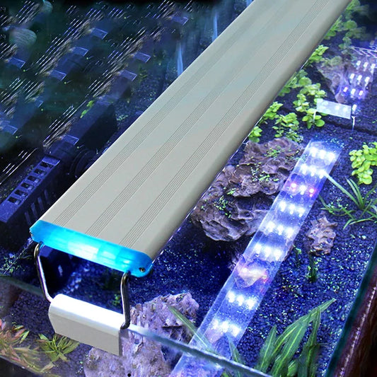 Luz LED para acuario superfino, iluminación para cultivo de plantas acuáticas, lámpara con Clip brillante resistente al agua, LED azul de 18-72cm para plantas de 220v