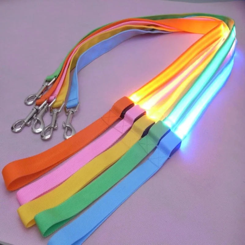 Correa luminosa para perro con luz LED, correa de plomo para seguridad de perro, Collar brillante intermitente, arnés, accesorios electrónicos para mascotas