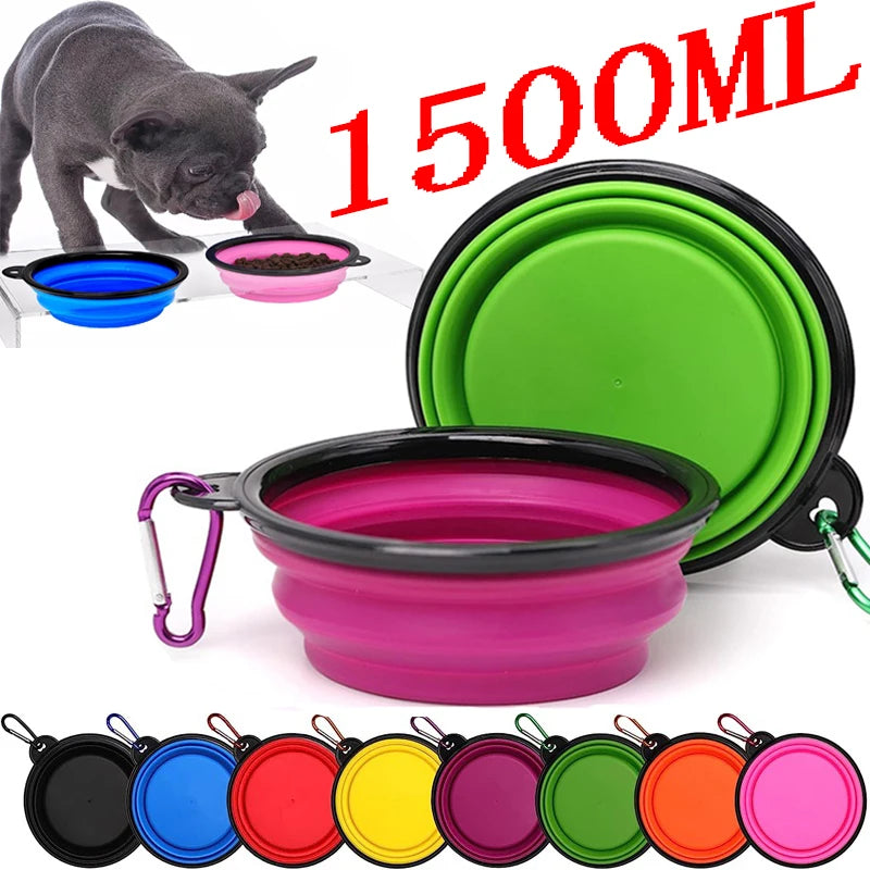 Bol pliable en Silicone pour animaux de compagnie, bol de nourriture pliable pour chien, eau, grand bol de voyage pour animaux de compagnie en plein air, conteneur de nourriture Portable pour chiot