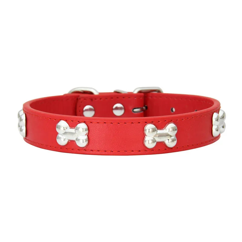 Collares duraderos de cuero de hueso para perros, collares para cachorros y Pug para perros pequeños y grandes, accesorios para gatos y Chihuahua, Collar para perros pequeños