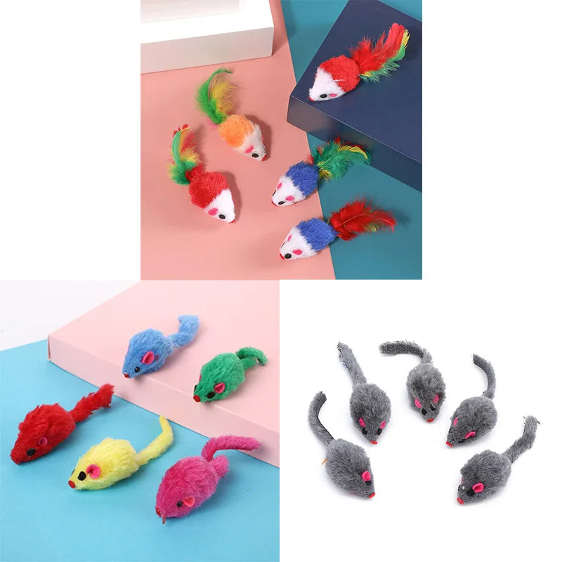 Souris de Simulation de menthe à chat en peluche, 5 pièces, chat interactif, herbe-aux-chats, jouet interactif pour chaton, fournitures cadeaux par couleur aléatoire