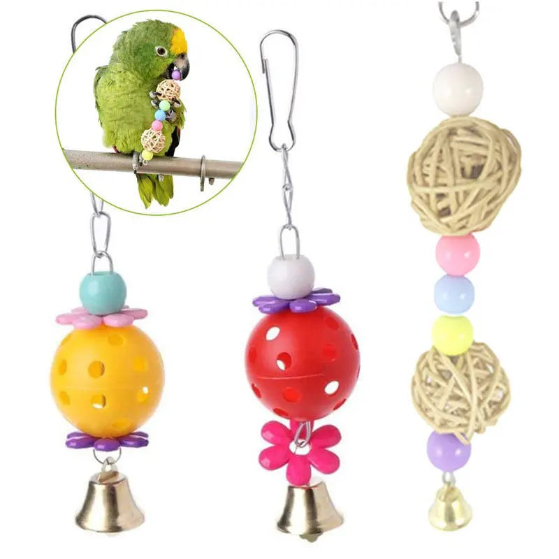 13Pcs Bird Cage Toys for Parrots Wood Birds Swing Reliable Chewable Bite Bridge Wooden Beads Shape Parrot Toy Bird Toys