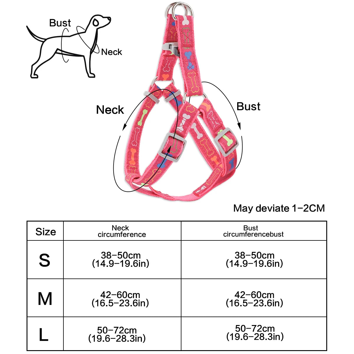 A colorful bone tripod pet dog harness for indoor and outdoor use