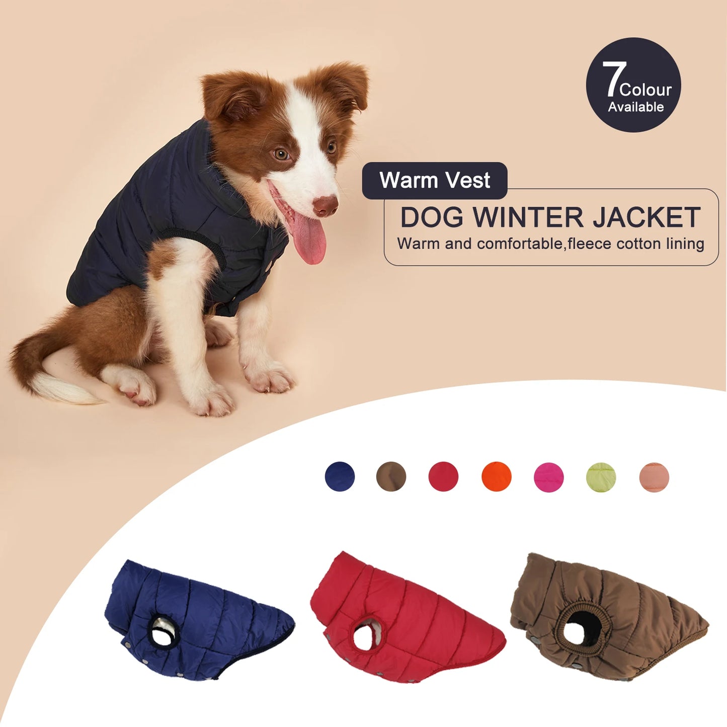 Ropa de invierno para perros, chaqueta cálida a prueba de frío para perros con forro polar de algodón, abrigo para cachorros de Bulldog Francés Chihuahua