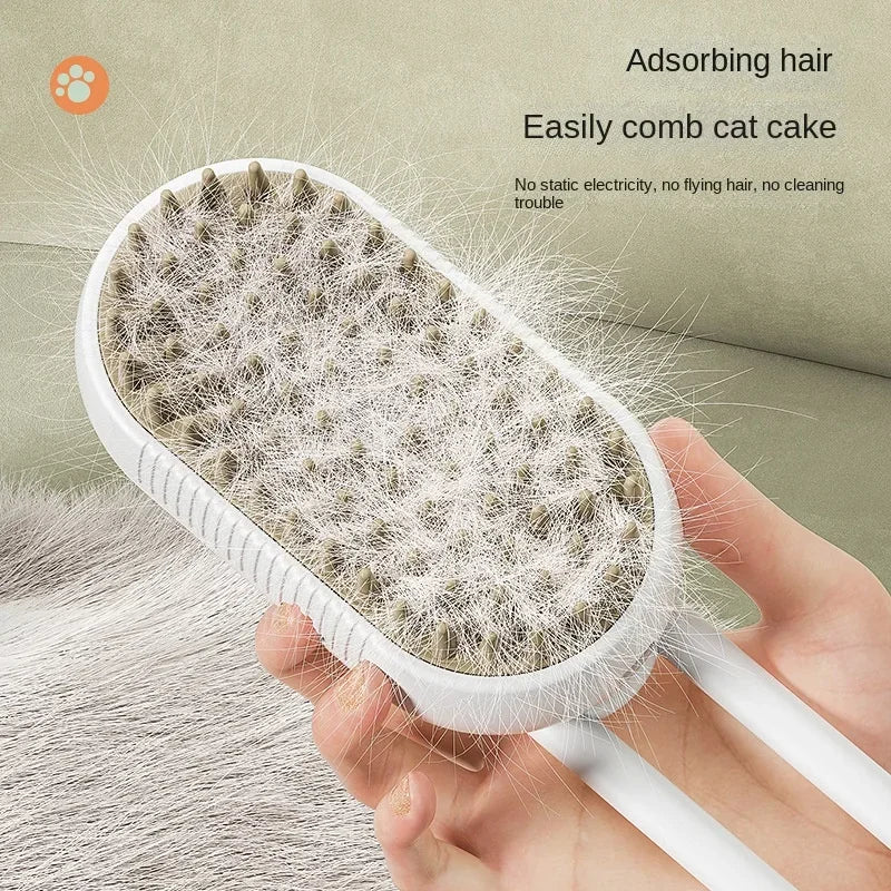 Steamy Brosse électrique pour chien 3 en 1 - Brosse à poils de chat - Pour massage, toilettage des animaux domestiques, élimination des poils emmêlés et lâches