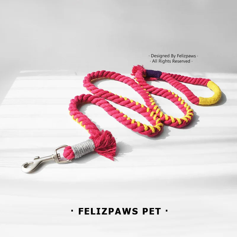 Correas tejidas a mano para perros, correas coloridas de hilo de algodón para perros pequeños, Entrenamiento de mascotas, correr, caminar, accesorios de cuerdas para perros exteriores