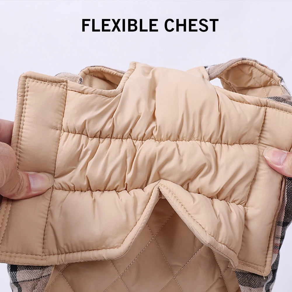 Chaqueta impermeable para perros, ropa Reversible con patrón a cuadros para perros pequeños, medianos y grandes, abrigo suave y cálido con pecho Flexible