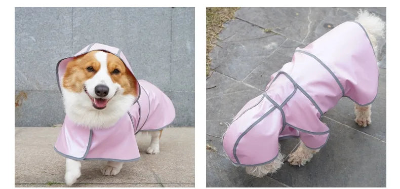 Chubasquero para perros impermeable suave PU chaqueta de lluvia para perros pequeños medianos grandes con capucha ajustable en el pecho Poncho de lluvia para mascotas para Corgi