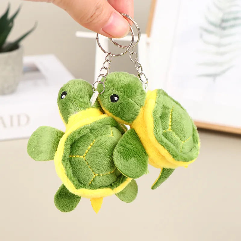 Nuevo 1 unidad de muñeco de tortuga bonito de 10CM, muñeco de peluche de dibujos animados, llavero de juguete de peluche suave, colgante de bolso, regalo para niños