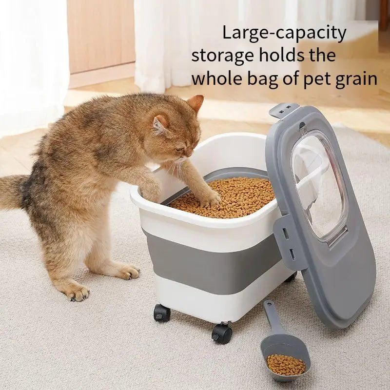 Conteneur pliable de stockage de nourriture pour chat et chien, boîte de nourriture sèche pour chat avec couvercles hermétiques, boîtes de stockage de céréales et de riz de cuisine de 13/33lb