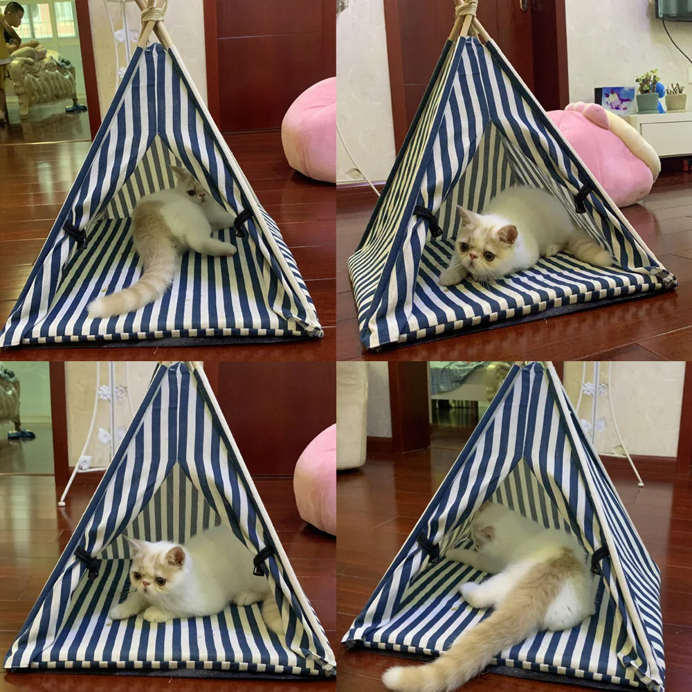 Pet Tent House Cat Bed Portable Dog Cat Teepee Portable Puppy Kitten Indoor Outdoor Kennels For Pet Cats Tent Small Animals Bed