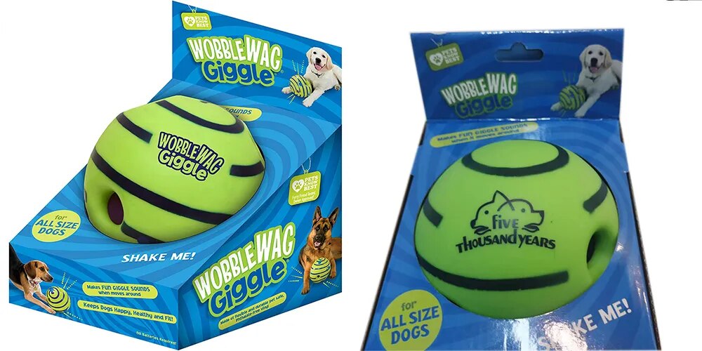 Wobble Wag Giggle Glow Ball Interactive Dog Toy Fun Giggle Sounds When Rolled or Shaken Pets Know Best As Seen On TV