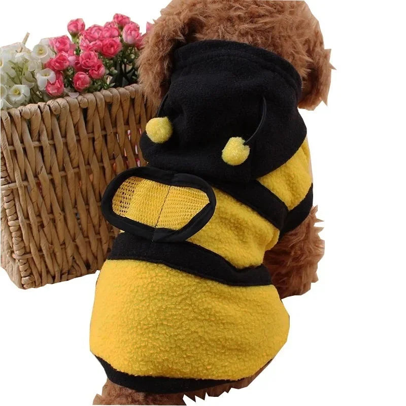 Abeja mascota cachorro abrigo ropa traje ropa de lana perro gato Sudadera con capucha disfraz de Halloween Cosplay suéter sudaderas con capucha para perros