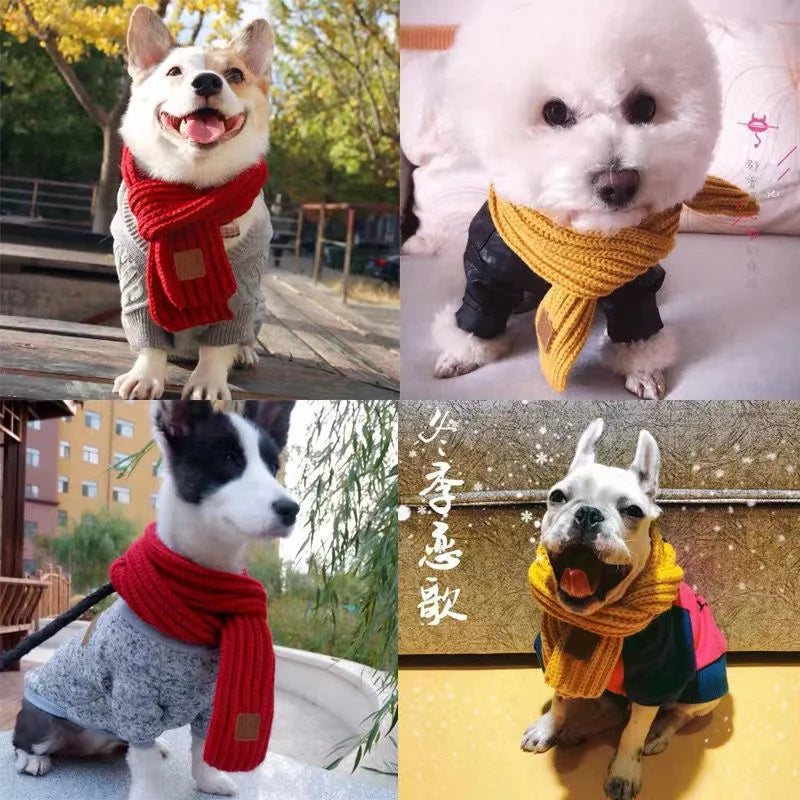 Winter Warm Knitting Scarf for Small Medium Dogs Pet Cat Neck Scarf Pug/Corgi /Christmas Collar Grooming Fashion Style