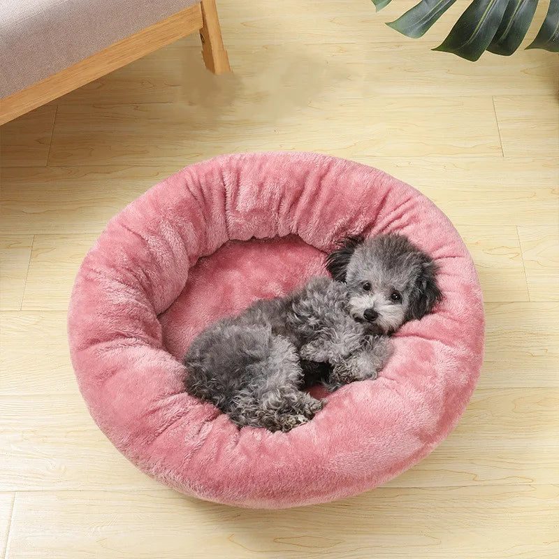 Cama para perros redonda lavable, cama para mascotas, invierno cálido, perrera de felpa para perros, esteras para gatos, cojín para cachorros, camas para perros y gatos grandes