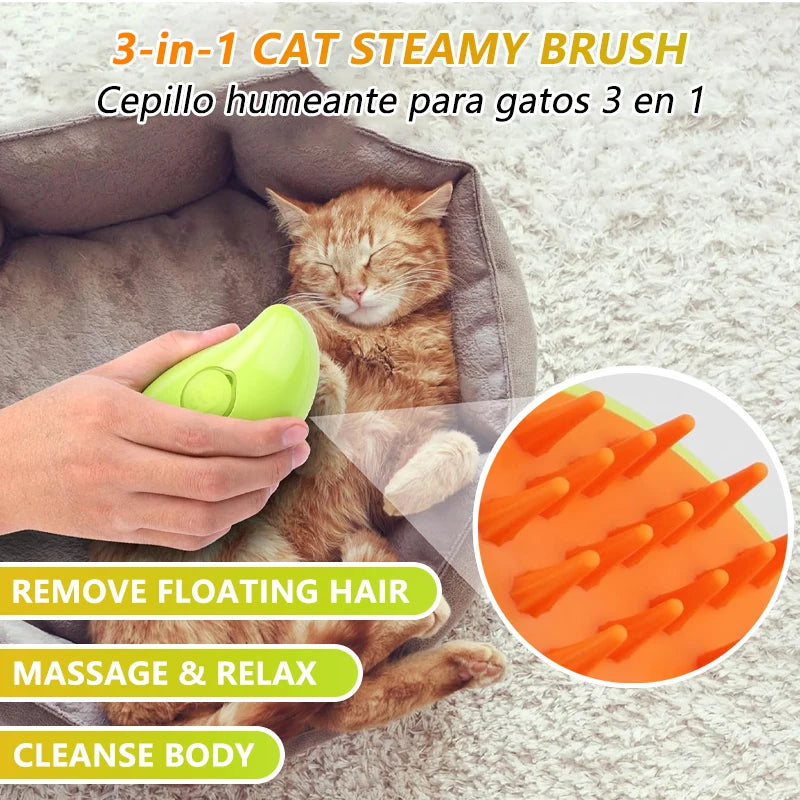 Brosse à vapeur pour chat 3-en-1, brosse à vapeur pour chien, Spray électrique, brosses à poils de chat, toilettage pour animaux de compagnie, peigne de Massage, épilation, accessoires pour animaux de compagnie