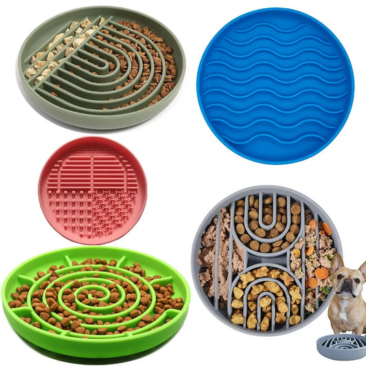 Bol de nourriture lente Anti-renversement pour chat, fournitures pour animaux de compagnie, bol de nourriture antidérapant pour chiot, Anti-étouffement, jouet en Silicone, assiette alimentaire