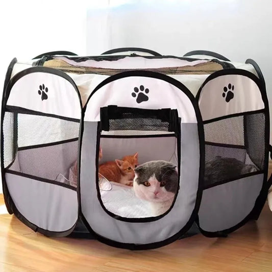 Tente pliable Durable pour animaux de compagnie, niche Portable pour chat et chien, Cage octogonale, clôture, abri pour chiots, accessoires d'extérieur et d'intérieur pour animaux de compagnie