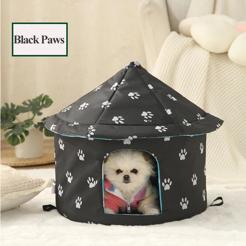 Kennel Dog House Soft Pet Bed Tent Indoor Outdoor Enclosed Sleeping Nest Basket with Removable Cushion Travel Dog