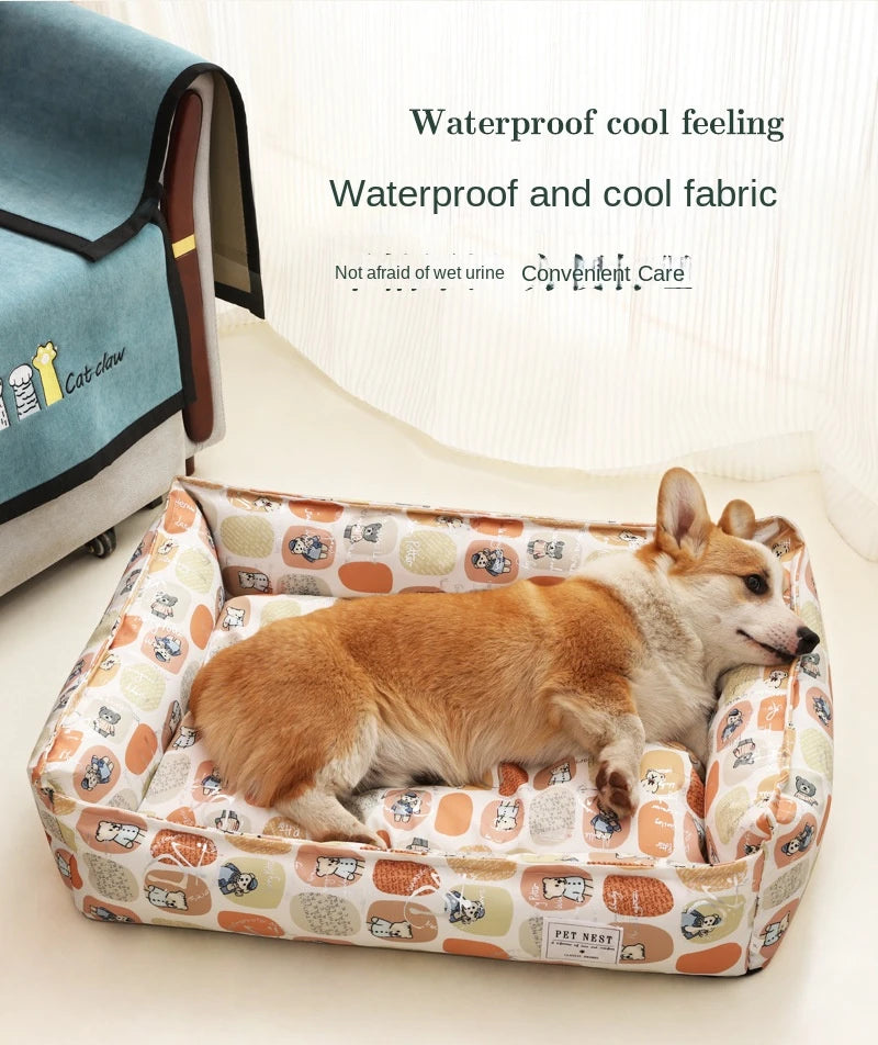 Bed for Dog Cat Pet Square Lattice Kennel Medium Small Dog Sofa Bed Cushion Pet Calming Dog Bed House Pet Supplies